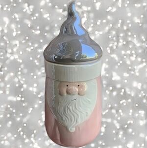 NEW Arlington Designs Iridescent Pastel Pink Santa Canister/Cookie Jar